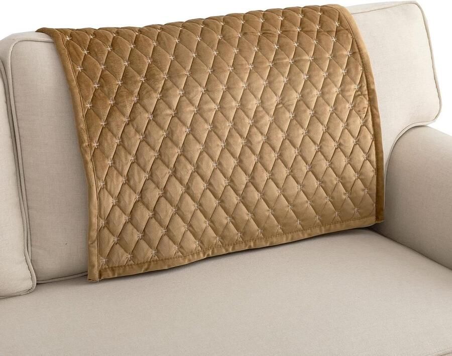 Anti-slip bankovertrek voor L-vorm chaise longue hoekbank 3-zits bankhoes huisdieren koffiebruin 90 x 90 cm hoekbank overtrek