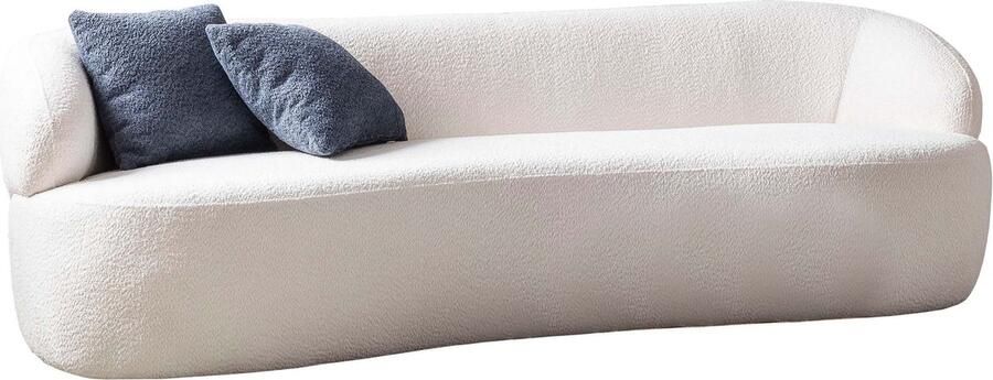 3-zits bank Pien Wit Bouclé Breedte 220 cm Zithoogte 42 cm Zitdiepte 50 cm Zitbreedte 200 cm