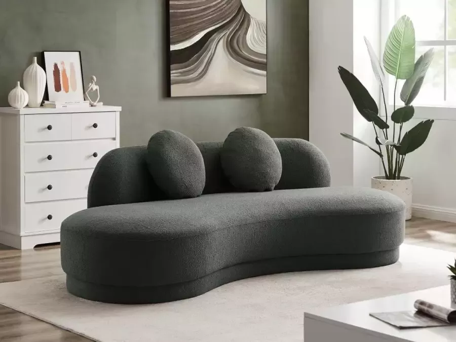 3-zits bank van grijze bouclette stof ODAYA L 233 cm x H 76 cm x D 88 cm - Foto 2