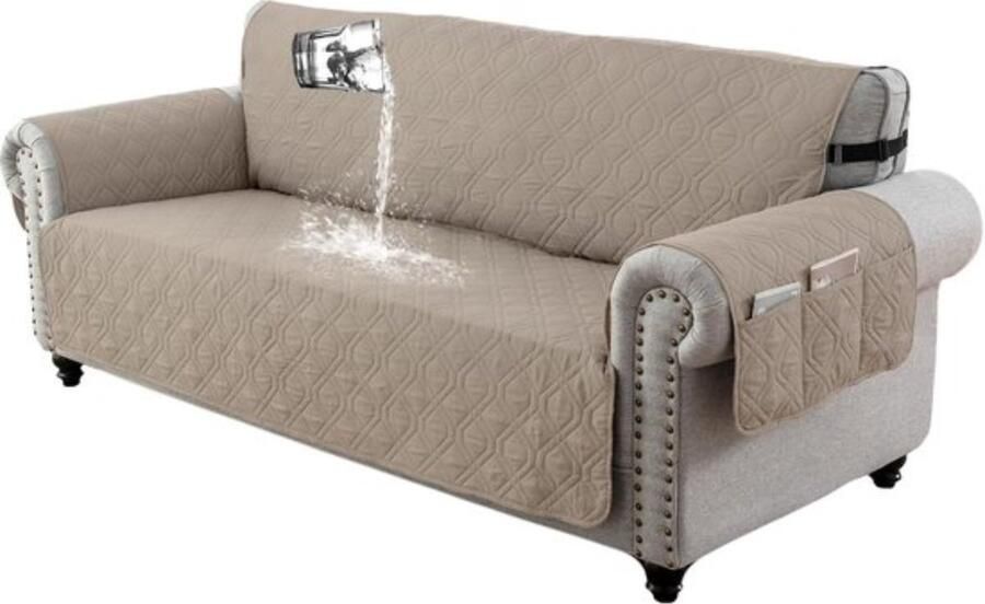 Bankhoes 3-zits 100% waterdicht antislip bankovertrek met zakken bankbeschermer voor kinderen