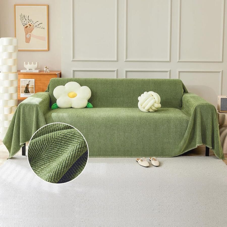 3-zits Bankhoes met Visgraat Chenille Wasbare Hoekbankhoezen voor L-vormige Banken Meubelbeschermer voor Huisdieren