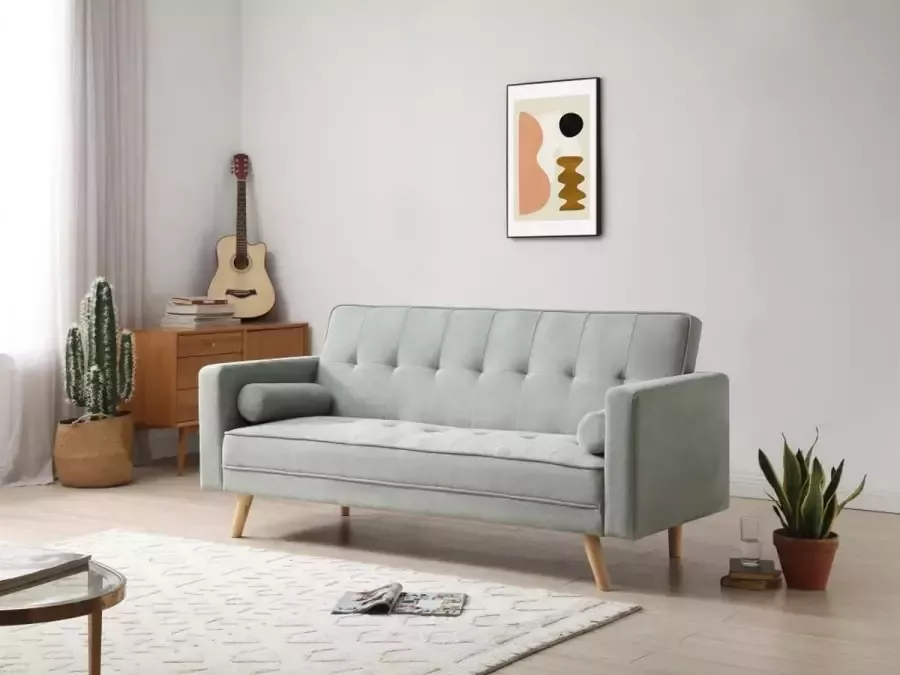 3-zits clic-clac slaapbank van groene stof FANEVA L 178 cm x H 89 cm x D 75 cm