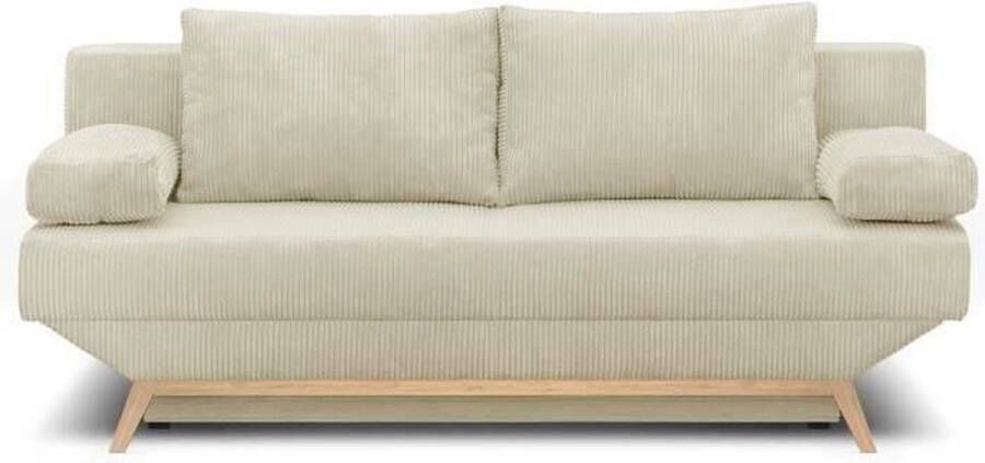 Merkloos 3-zits ombouwbank Opbergdoos Beige corduroy stof L 190 x H 92 x D 84 cm TEIJO