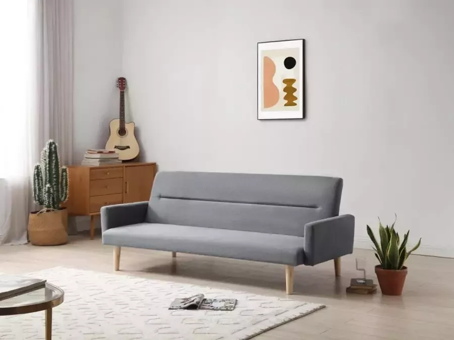 3-zits slaapbank clic-clac van grijze stof JAOTA L 190 cm x H 74 cm x D 89 cm