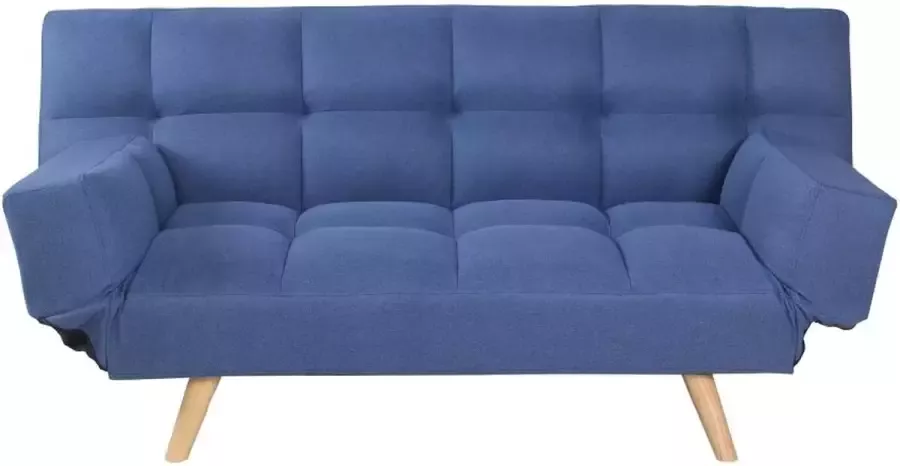 3-zits slaapbank van blauwe stof ADENEO L 182 cm x H 84 cm x D 81 cm