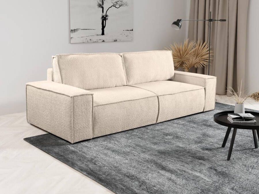 Vente-unique 3-zits slaapbank van teddy stof Beige AMELIA van PASCAL MORABITO L 257 cm x H 85 cm x D 102 cm - Foto 3