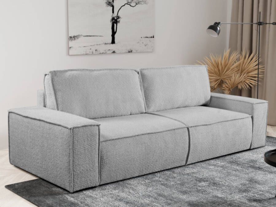 Vente-unique 3-zits slaapbank van teddy stof Grijs AMELIA van PASCAL MORABITO L 257 cm x H 85 cm x D 102 cm