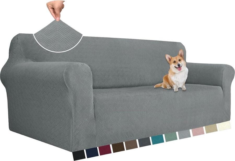 3 Zits Stretch Bankhoes Elastische Bankhoezen Voor Woonkamer Universele Sofahoes Donkergrijs Bankhoes