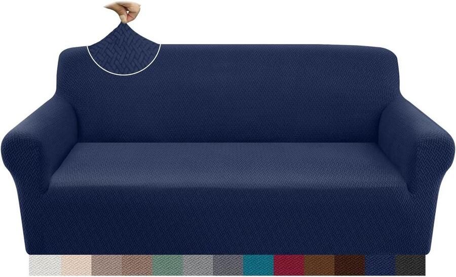 Superzachte antislip stretch bankovertrek vier seizoenen universeel elastische bankhoes Jacquard 2023 3-zits marineblauw