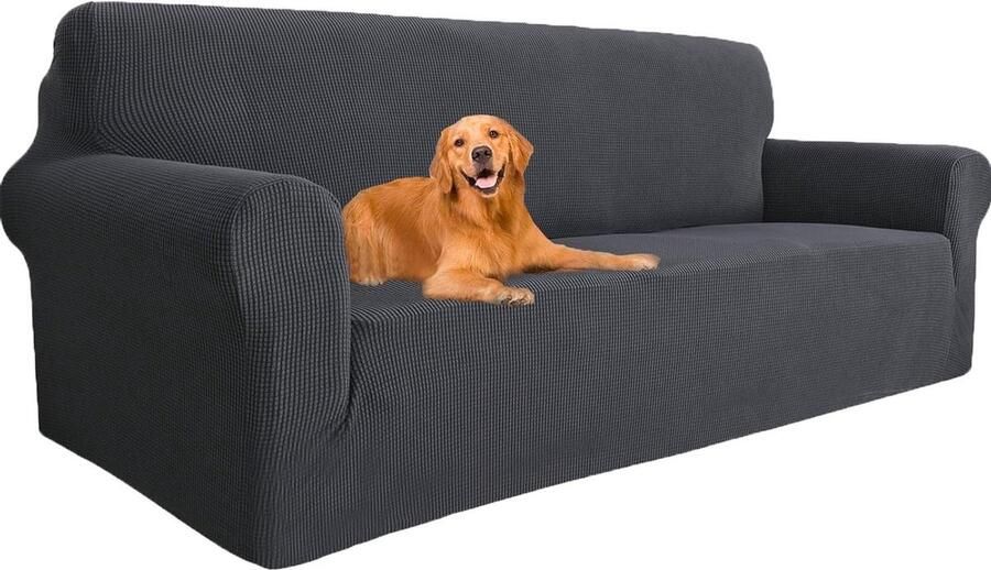 3 Zits Universele Stretch Bankhoes Met Armleuningen Elastische Sofahoes Voor Woonkamer Krasbestendig Bankhoes Voor Huisdier Vriendelijke Donkergrijs