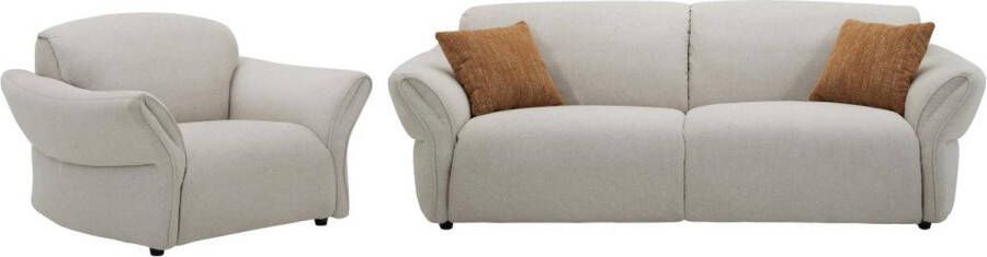 3-zitsbank en fauteuil van beige stof BODURA L 236 cm x H 82 cm x D 100 cm