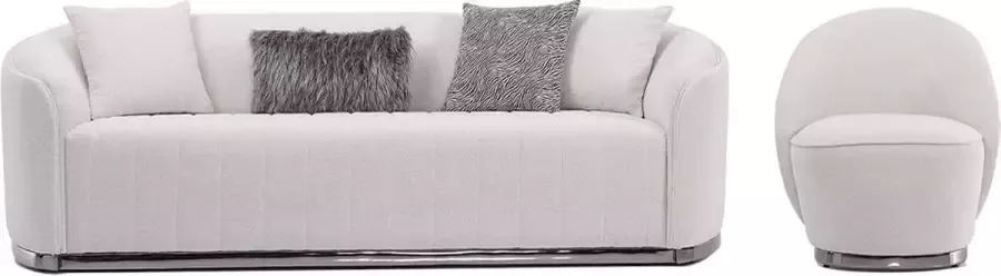 3-zitsbank en fauteuil van bouclé stof Gebroken wit ELFIRA L 240 cm x H 84 cm x D 98 cm