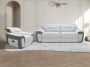 Relax-zitbank met 3 plaatsen en relax-fauteuil in tweekleurige microvezel donkergrijs en lichtgrijs PARUA L 203 cm x H 75 cm x D 102 cm - Thumbnail 1