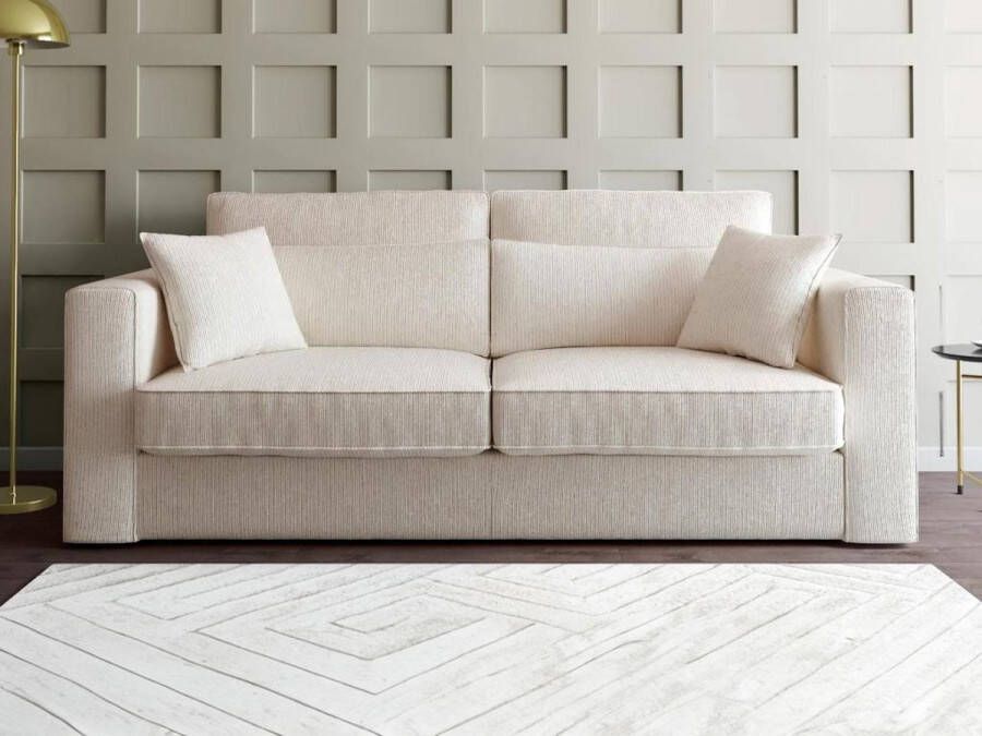 Vente-unique 3-zitsbank MONDOVI van ribfluweel Beige L 217 cm x H 90 cm x D 103 cm - Foto 2