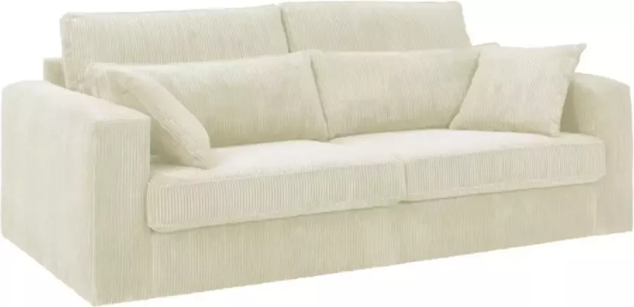 Vente-unique 3-zitsbank MONDOVI van ribfluweel Beige L 217 cm x H 90 cm x D 103 cm - Foto 4