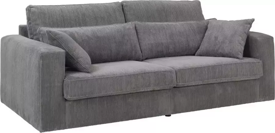 Vente-unique 3-zitsbank MONDOVI van ribfluweel Grijs L 217 cm x H 90 cm x D 103 cm - Foto 5