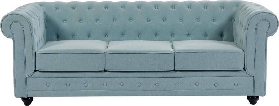 3-zitsbank van lichtblauwe stof CHESTERFIELD L 205 cm x H 72 cm x D 88 cm
