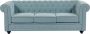 3-zitsbank van lichtblauwe stof CHESTERFIELD L 205 cm x H 72 cm x D 88 cm - Thumbnail 1
