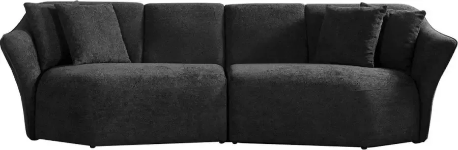 3-zitsbank van Teddy-stof Antraciet DILARA L 275 cm x H 80 cm x D 100 cm