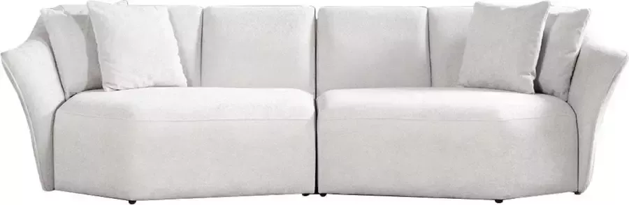 3-zitsbank van Teddy-stof Lichtgrijs DILARA L 275 cm x H 80 cm x D 100 cm