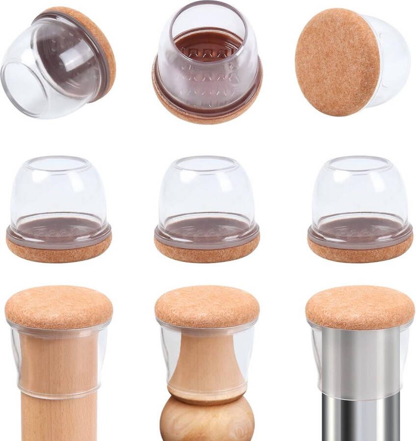 30-40 mm stoelpootdoppen vilt voor vloer stoelpootdoppen 24 stuks siliconen beschermkappen voor stoelpoten tafelpoten stil krasbestendig stoelpootbeschermers meubelpootdoppen