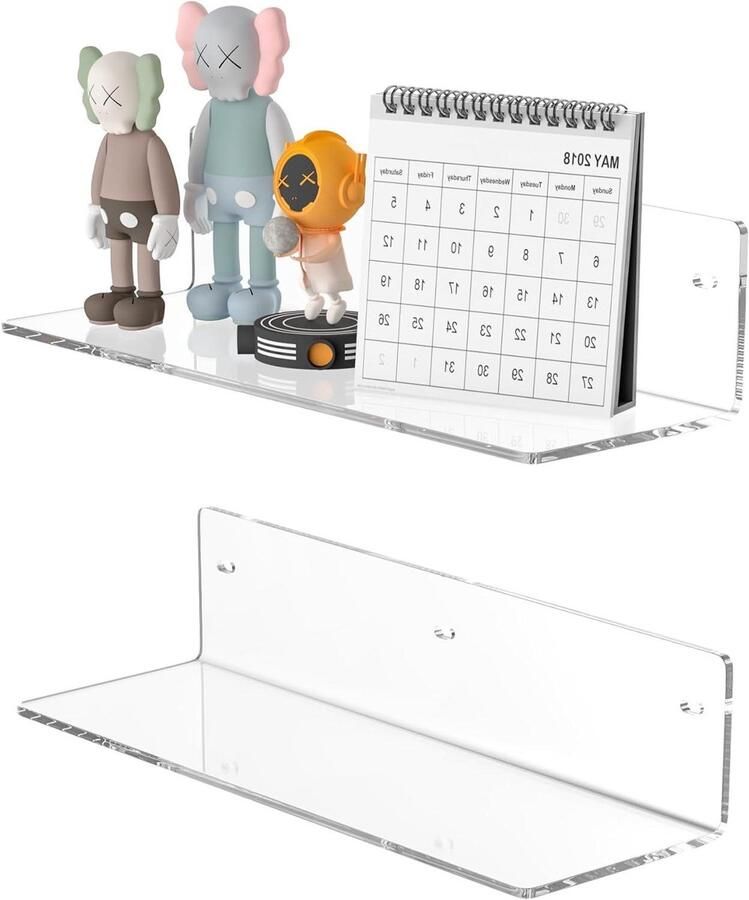 30 cm heldere vochtbestendige acryl wandplanken Zwevende planken voor badkamer slaapkamer woonkamer (2 stuks)