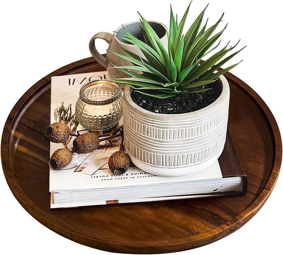 30 cm rond houten dienblad voor tafel middenstuk kaarsenhouder decoratief salontafel & thuisdecoratie wooden tray