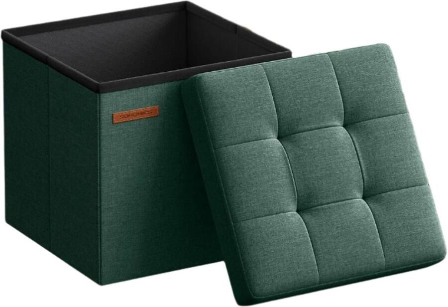 30 cm stoel met opslag opvouwbare zitkist opbergkast 22L capaciteit 30 x 30 x 30 cm groene linenimiteit stof
