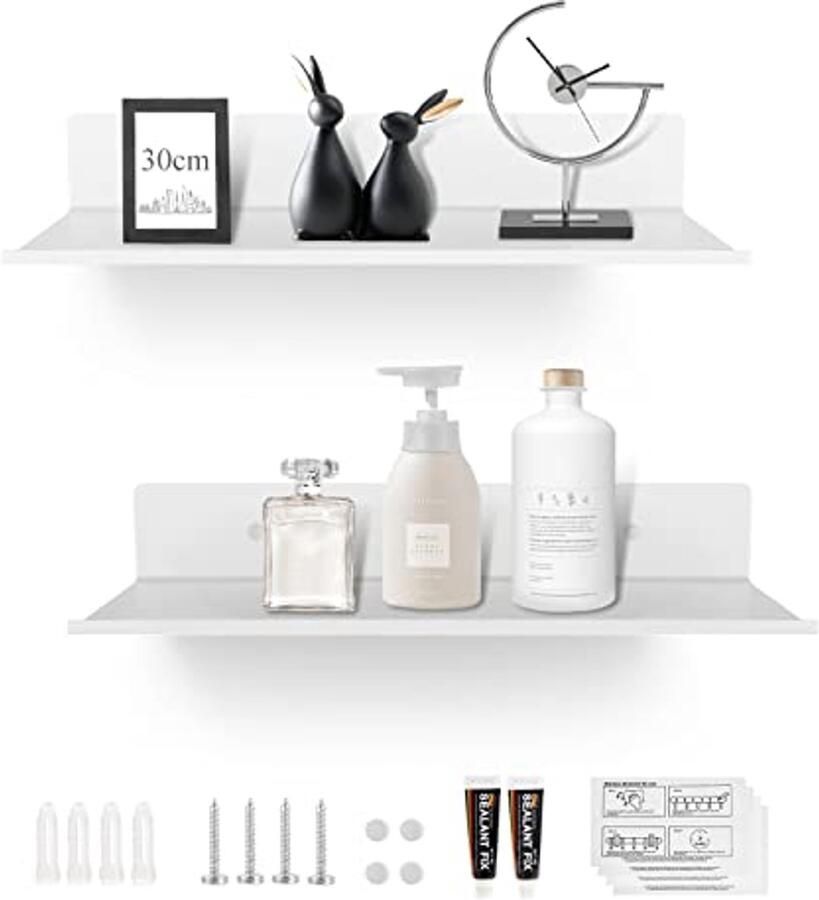 30 cm wandplank set duurzame doucheplank zonder boren zwevend wandrek multifunctioneel voor badkamer woonkamer en slaapkamer