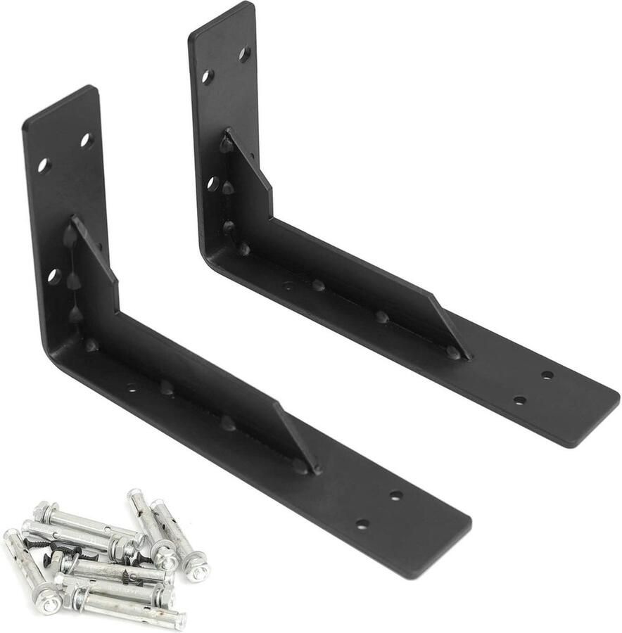 30-cm zware plankbeugels max. belasting 150 kg 5 mm dik ijzer industriële planken beugels zwart metalen boerderij wandmontage zwevende L-beugel doe-het-zelf open rekken