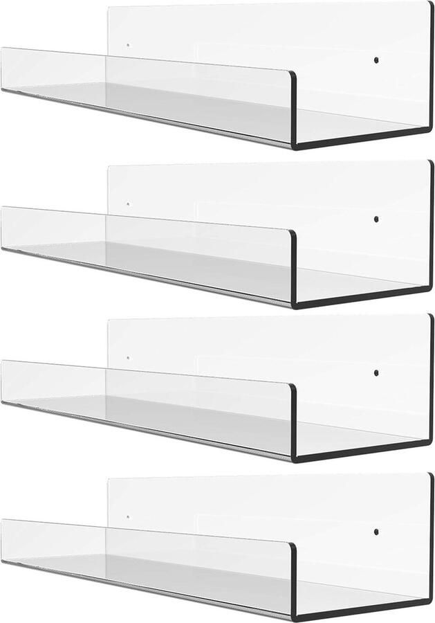 Acryl Drijvende Plank 38cm 4 Pack Onzichtbare Wandmontage Plank Make-up Organizer Spice Opslag Boeken Kleine Speelgoed Opslag