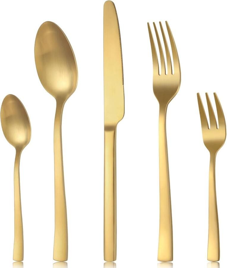 30-delige roestvrijstalen bestekset voor 6 personen Goudkleurig vaatwasmachinebestendig ideaal voor feesten en gezinnen