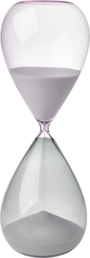Groot zandloper looptijd 60 minuten grijs-roze glas timer