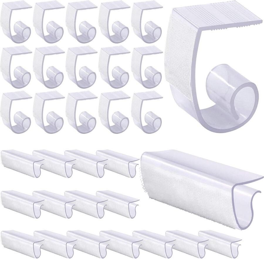 30 Pack 2 Types Plastic Table Cover Clips Tablecloth Skirting Clips with Hook and Loop Indoor Outdoor Wedding Party Picnic Events Tablecloth Clamp