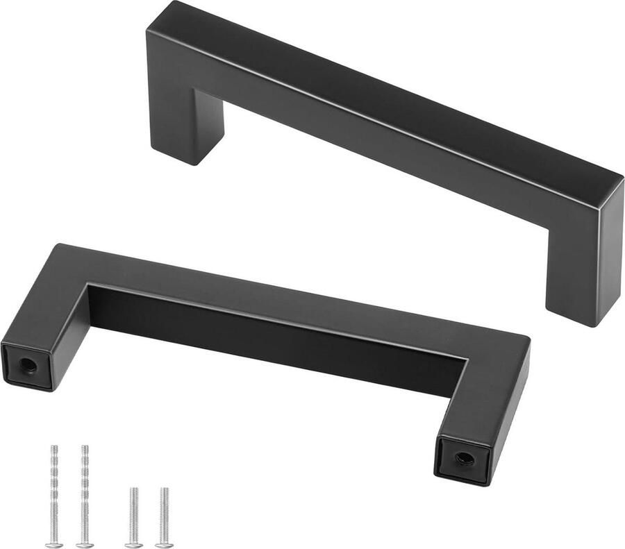 30-pack 96 mm midden-tot-midden slanke vierkante roestvrijstalen keukenkast lade trekt modern design voor keuken badkamer bar mat zwart