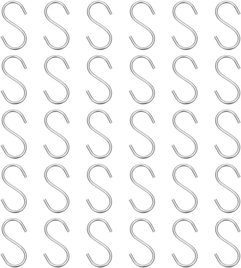 30 stuks 304 roestvrij staal S-vormige haken kleine S-haken kledinghaak keuken haken portemonnee hanger opknoping kookgerei sleutelhangers kleding tassen handdoeken sieraden kast multifunctionele haken handige ophanghaken