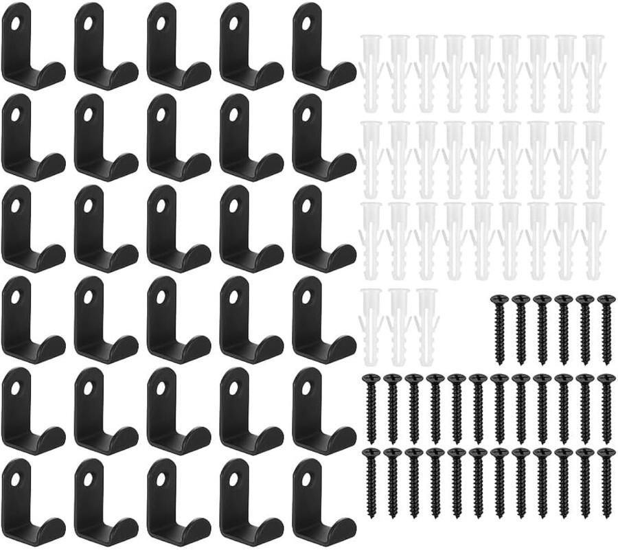 30 stuks kapstokhaken zwarte kapstokhaken zwarte metalen wandhaken schroefhaken voor slaapkamer badkamer woonkamer kapstok handdoek- en jashaken