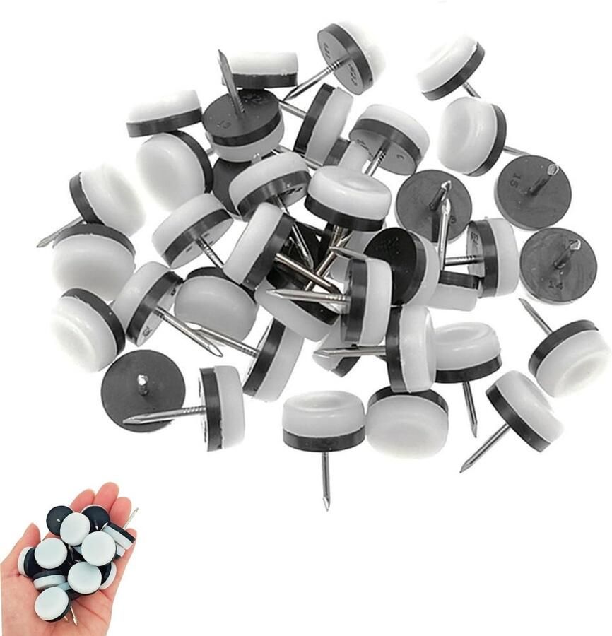 30 stuks nylon meubelglijders nylon stoelpoot vloerbeschermers dubbele dikke vloerglijders voor houten poten tafel en bank (24 mm wit)