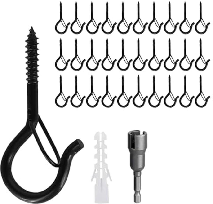 30 Stuks Roestvrijstalen Schroefhaken Zware Belasting Haken voor Planten Decoratie en Lampen
