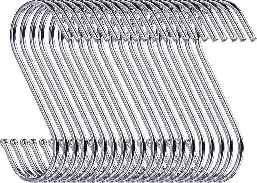 30 stuks S-haken 9 cm hanghaken garderobe haken om op te hangen kleerhangers (zilver)