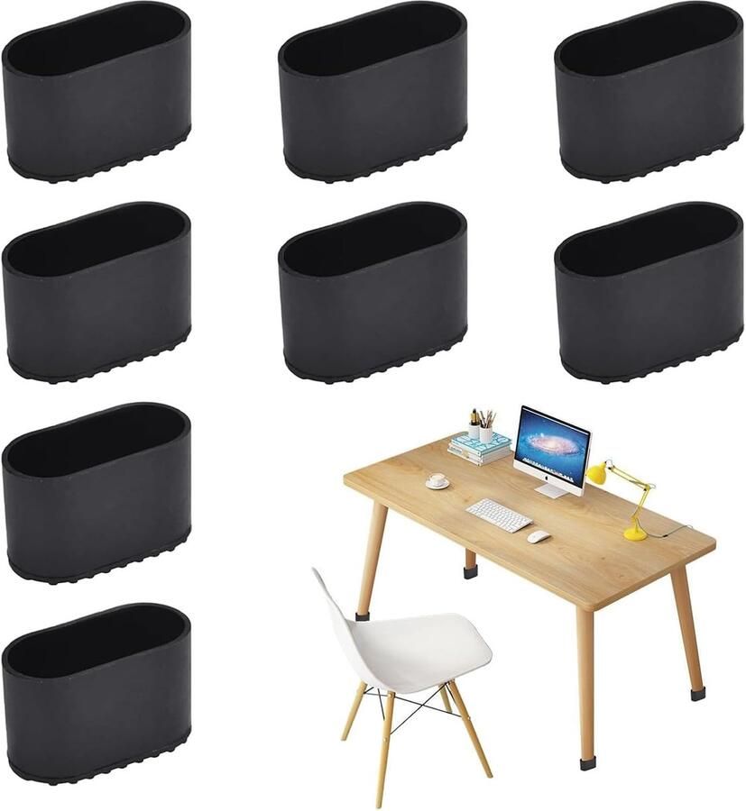 30 stuks stoelpootdoppen 40 x 20 mm ovale vloerbescherming voetdoppen kunststof stoelpootbeschermers zwart voor ovale buizen buisdoppen voor tuinstoelen ter bescherming van vloeren