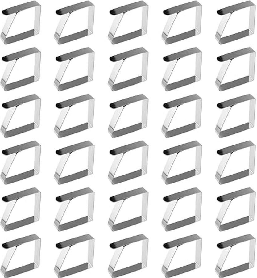 30 Stuks Tafelklemmen Roestvrij Staal 5 x 4 cm Voor Binnen en Buiten Tafelkleedclips voor Dikke Tafels
