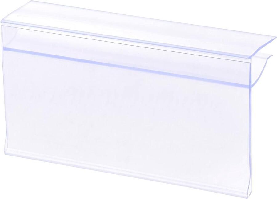 30 stuks transparante kunststof etikettenhouders voor glazen planken 80 x 42 mm Clip-on systeem Geschikt voor 4-8 mm dikte