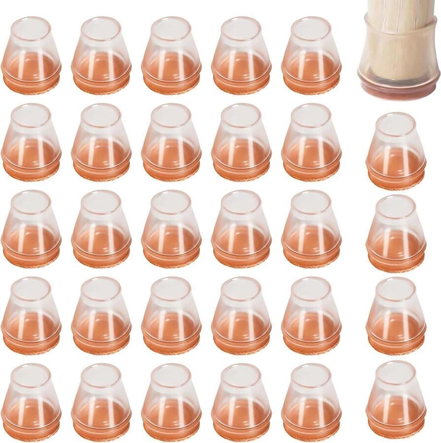 30 stuks transparante siliconen stoelpootdoppen voor vloerbescherming Stoelpoten demp- en krasbestendig Stoelpoothoezen voor meubelvoeten Diameter (21-30 mm)