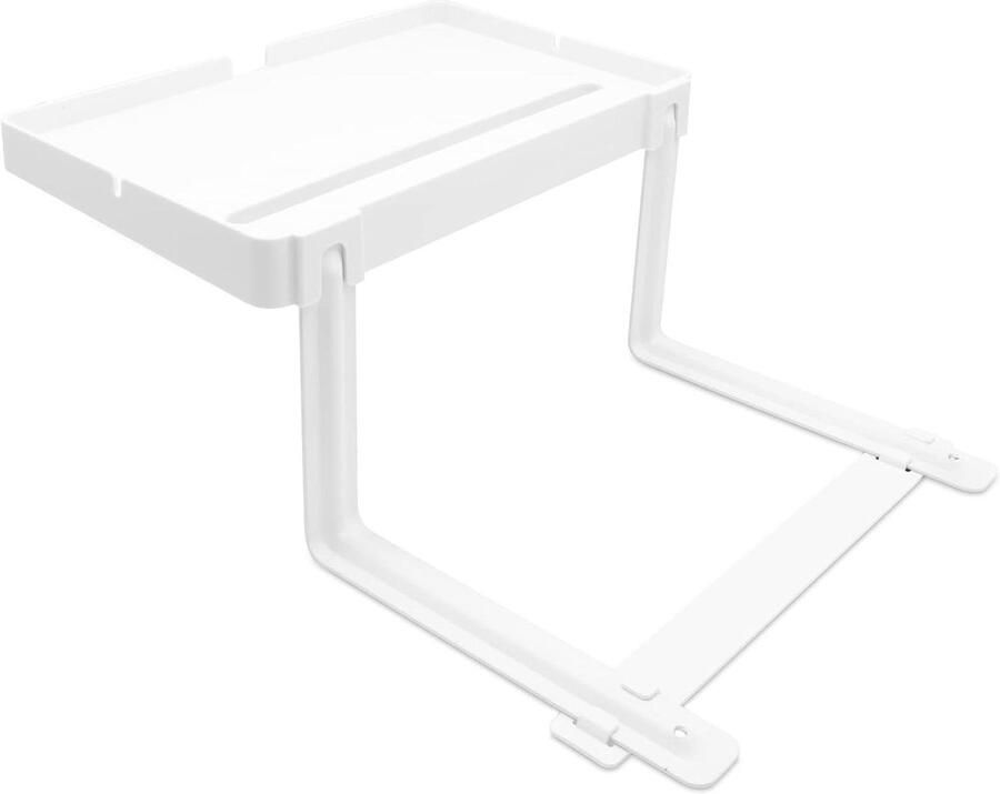 30 x 18 cm Ruimtebesparend Nachtkastje om op te Hangen aan Bed zonder Boren Ophangtafel met Telefoonhouder en Oplaadkabelsleuf In Hoogte Verstelbare Bedplank voor alle Bedden