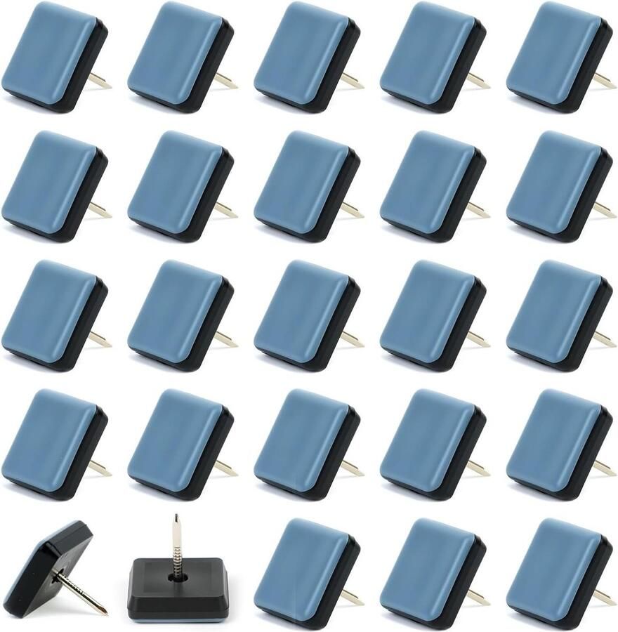 Meubelglijders 25 x 25 mm met spijker 24 stuks voor krassen voorkomen PTFE Teflon vierkant glijders voor het verplaatsen van zware meubels Bescherm vloeren Makkelijk te bevestigen Set van 24 stuks
