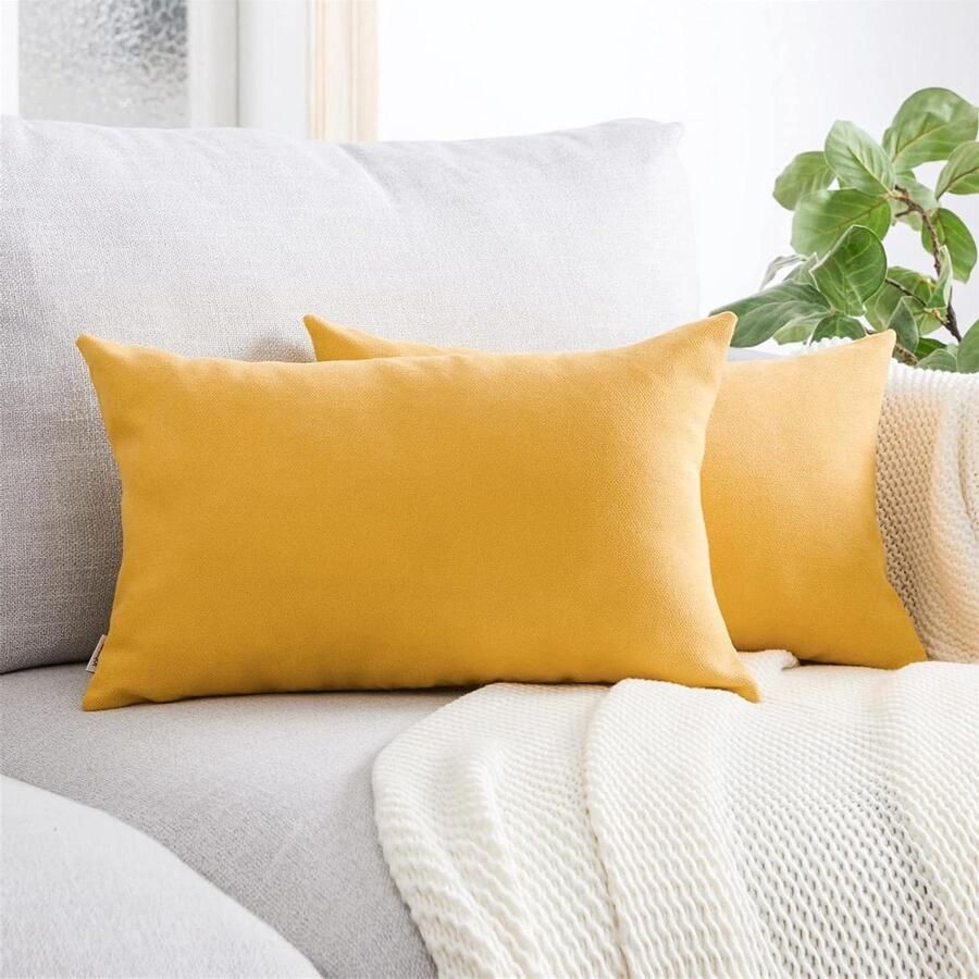 30 x 50 cm geel set van 2 kussenslopen chenille zachte bankkussen decoratief knuffelkussen voor bank bed tuin balkon kinderkamer kussensloop 30x50