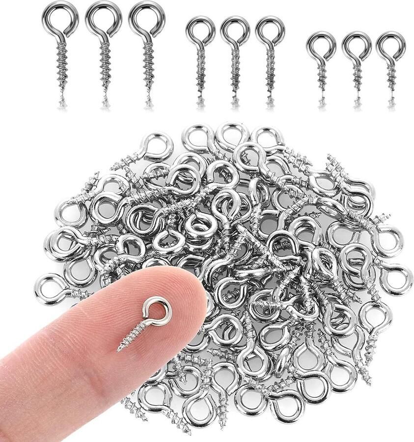 300 stuks kleine roestvrijstalen schroef-oogspelden mini oogschroefhaken zilver sieraden maken DIY handwerk hangend