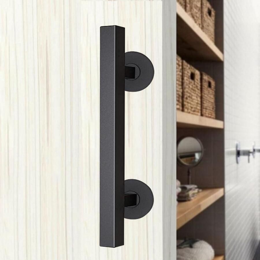 30 cm zwarte schuifdeurgreep voor kastdeuren en tuinhuisjes rechthoekig model - Foto 2