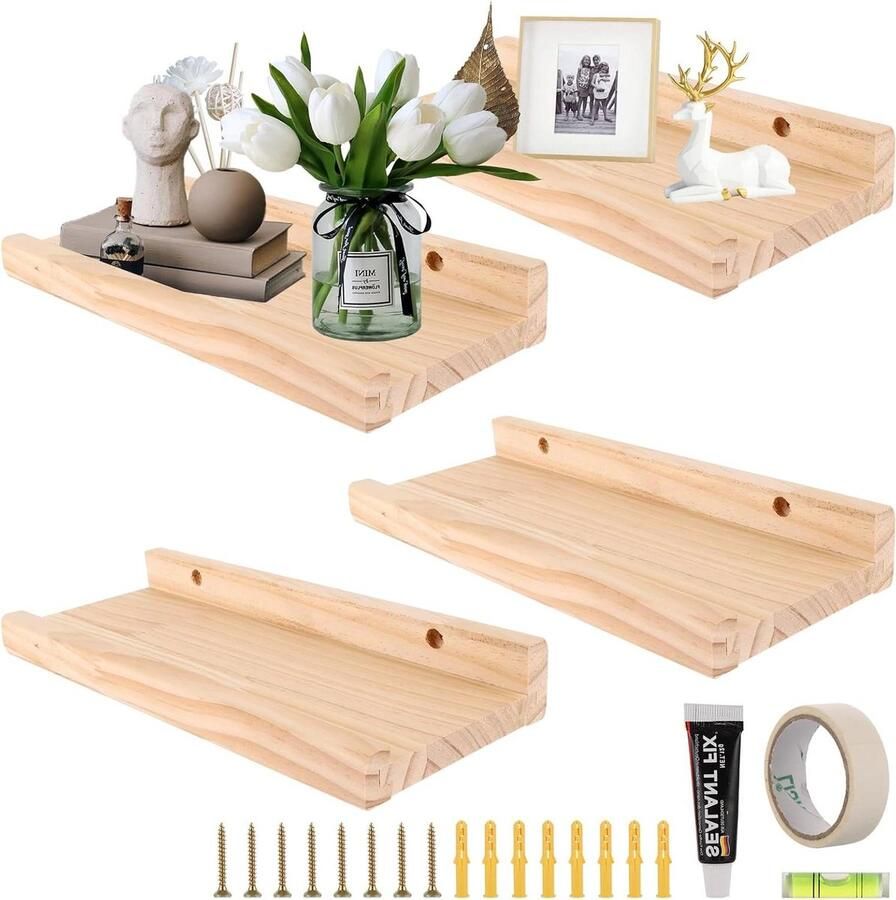 30cm lange wandplanken set van 4 zwevend rek fotolijst wandrek hout woonkamer keuken houten plank muur plank kinderkamer slaapkamer